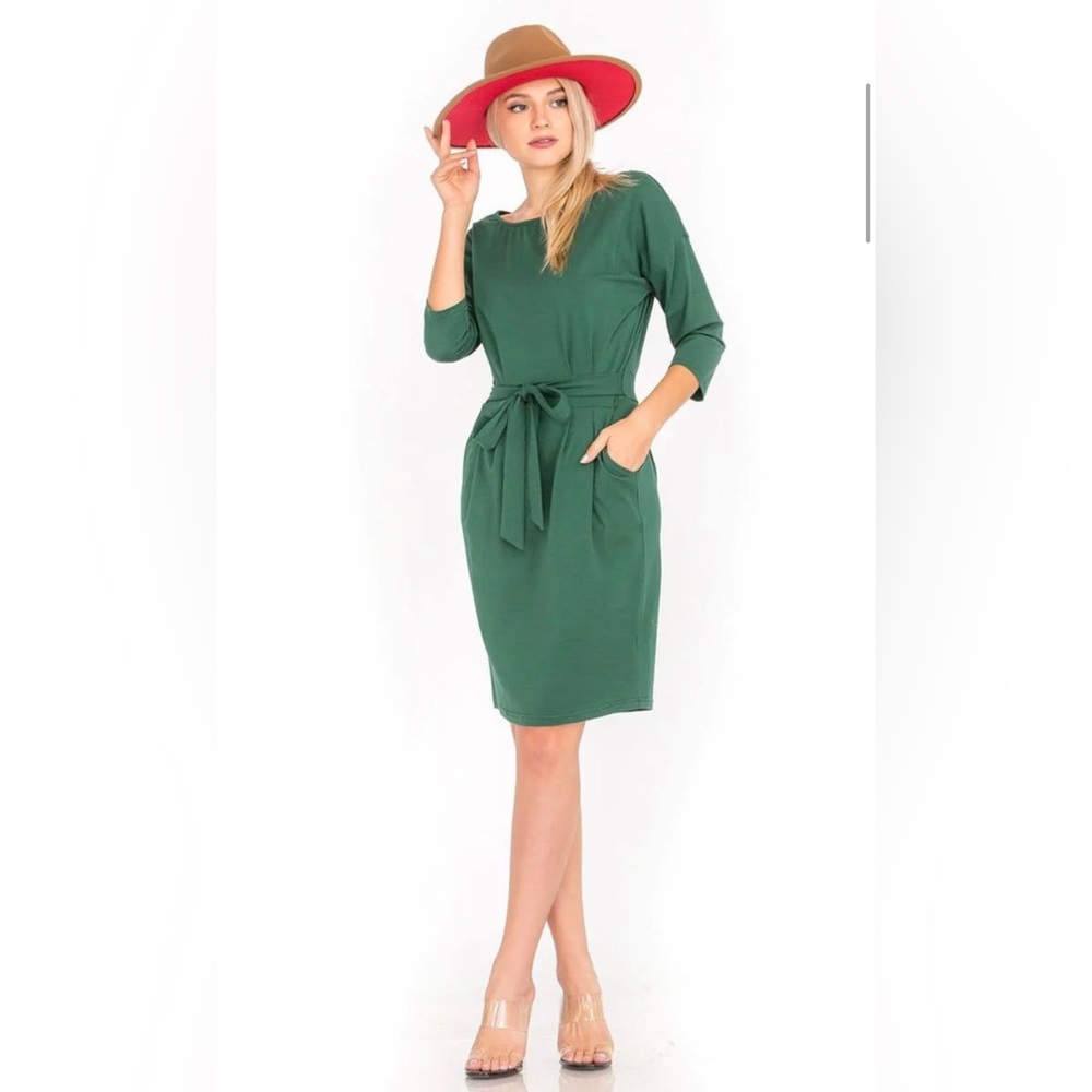 ☀️HOST PICK☀️ Roly Poly 3/4 Sleeve Party Bodycon Belted Dress with Pockets